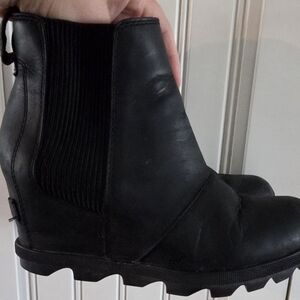 Sorel Womens Black Wedge Ankle Booties 5.5